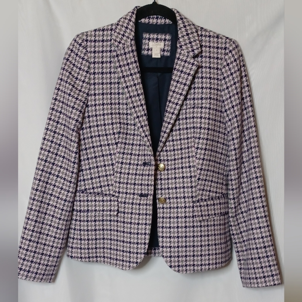 J.CREW Women's Wool Blend Houndstooth Blazer. Size 4 - Picture 9 of 16